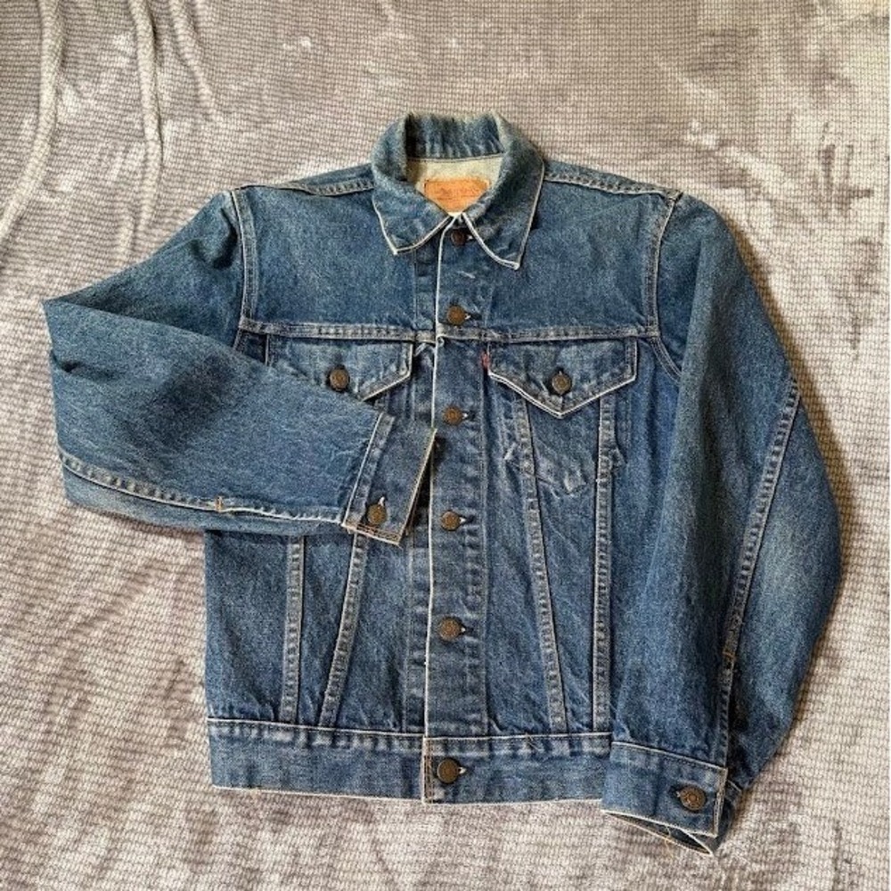 Vintage Levis 70505 0217 Denim Trucker Jacket Made in USA Blue Size 34 Mens 70s